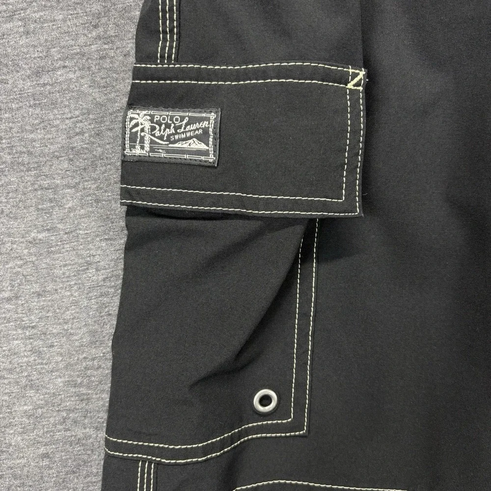 Polo Ralph Lauren Mens Kailua Board Shorts Swim Trunks Black Cargo Lined Size XL